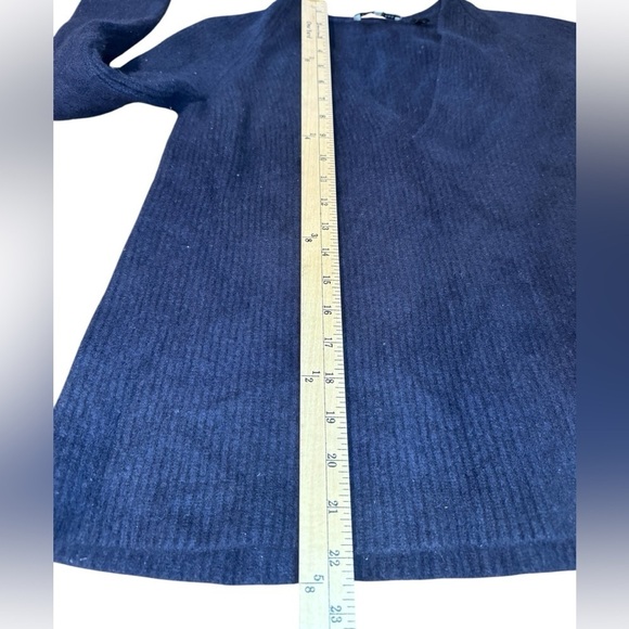 HELMUT LANG Blue Knit Wool Cashmere V Neck Sweater - Picture 12 of 13